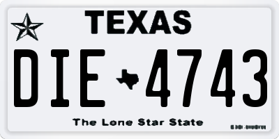 TX license plate DIE4743