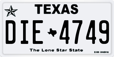 TX license plate DIE4749
