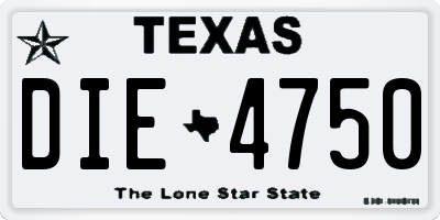 TX license plate DIE4750