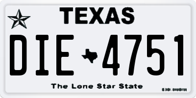 TX license plate DIE4751