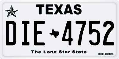 TX license plate DIE4752