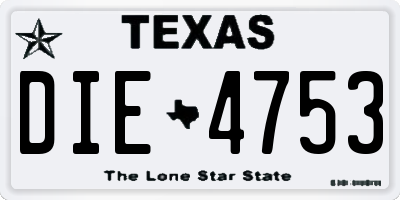 TX license plate DIE4753