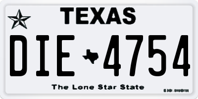 TX license plate DIE4754