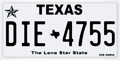TX license plate DIE4755