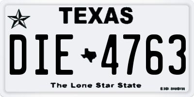 TX license plate DIE4763