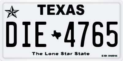 TX license plate DIE4765