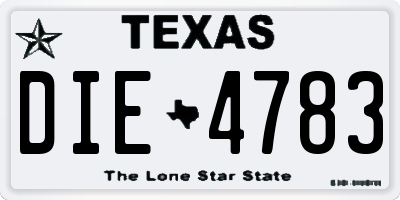 TX license plate DIE4783