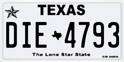 TX license plate DIE4793