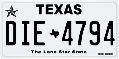 TX license plate DIE4794