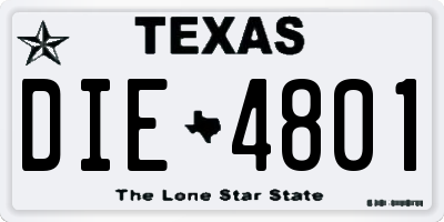 TX license plate DIE4801