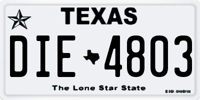 TX license plate DIE4803