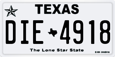 TX license plate DIE4918