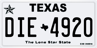 TX license plate DIE4920