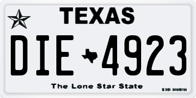 TX license plate DIE4923