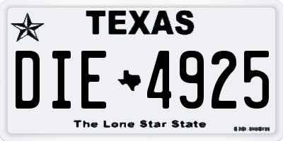 TX license plate DIE4925