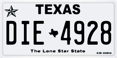 TX license plate DIE4928