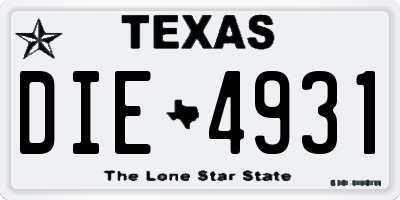 TX license plate DIE4931