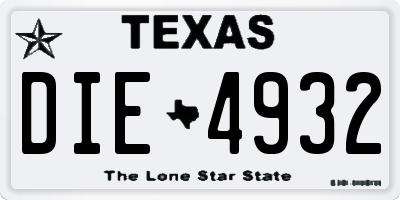 TX license plate DIE4932