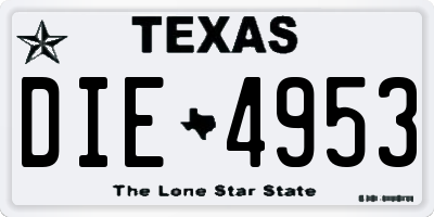 TX license plate DIE4953