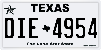 TX license plate DIE4954