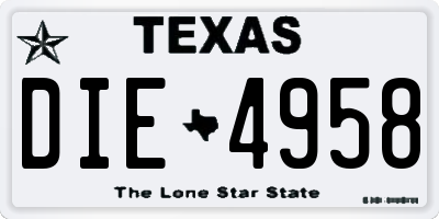 TX license plate DIE4958