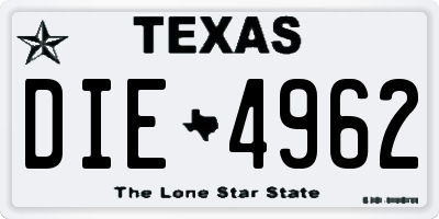 TX license plate DIE4962