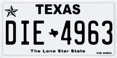 TX license plate DIE4963