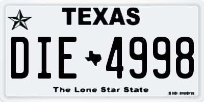 TX license plate DIE4998