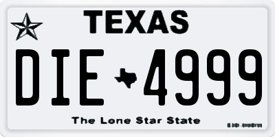 TX license plate DIE4999