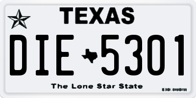 TX license plate DIE5301