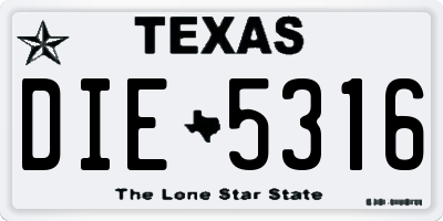 TX license plate DIE5316