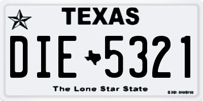 TX license plate DIE5321