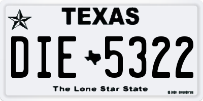 TX license plate DIE5322