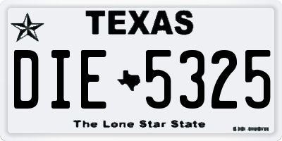 TX license plate DIE5325