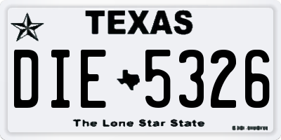 TX license plate DIE5326