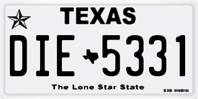 TX license plate DIE5331