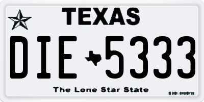 TX license plate DIE5333