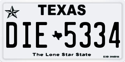 TX license plate DIE5334