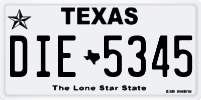 TX license plate DIE5345