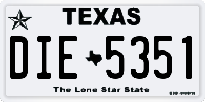 TX license plate DIE5351