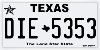TX license plate DIE5353