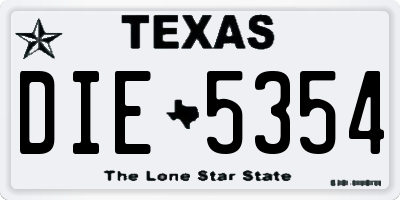 TX license plate DIE5354