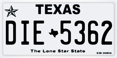 TX license plate DIE5362