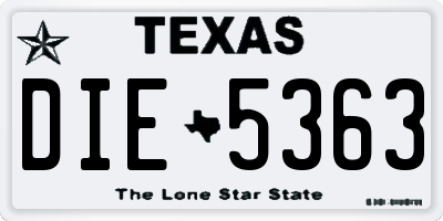 TX license plate DIE5363