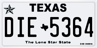 TX license plate DIE5364
