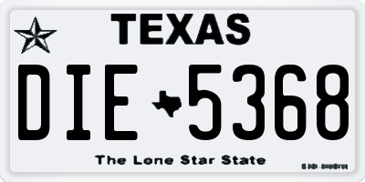 TX license plate DIE5368