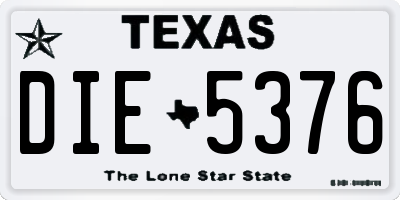TX license plate DIE5376