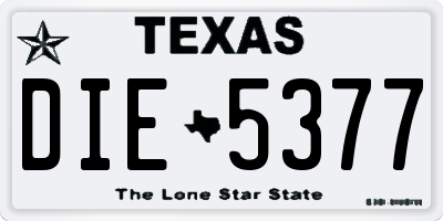 TX license plate DIE5377