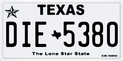 TX license plate DIE5380