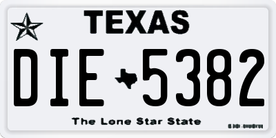 TX license plate DIE5382